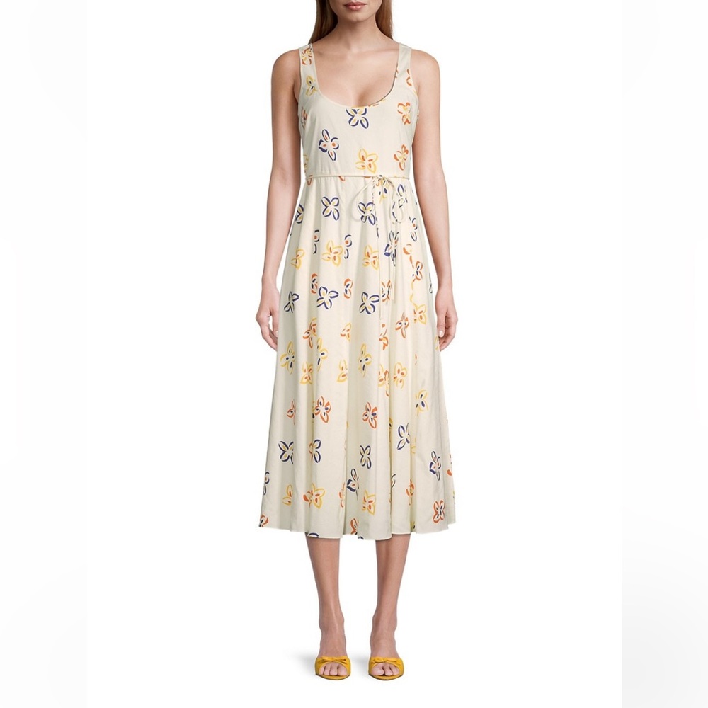 ✨NEW✨ Rebecca Taylor Flame Fleur Linen-Blend Midi-Dress - Size 4 - Picture 3 of 14